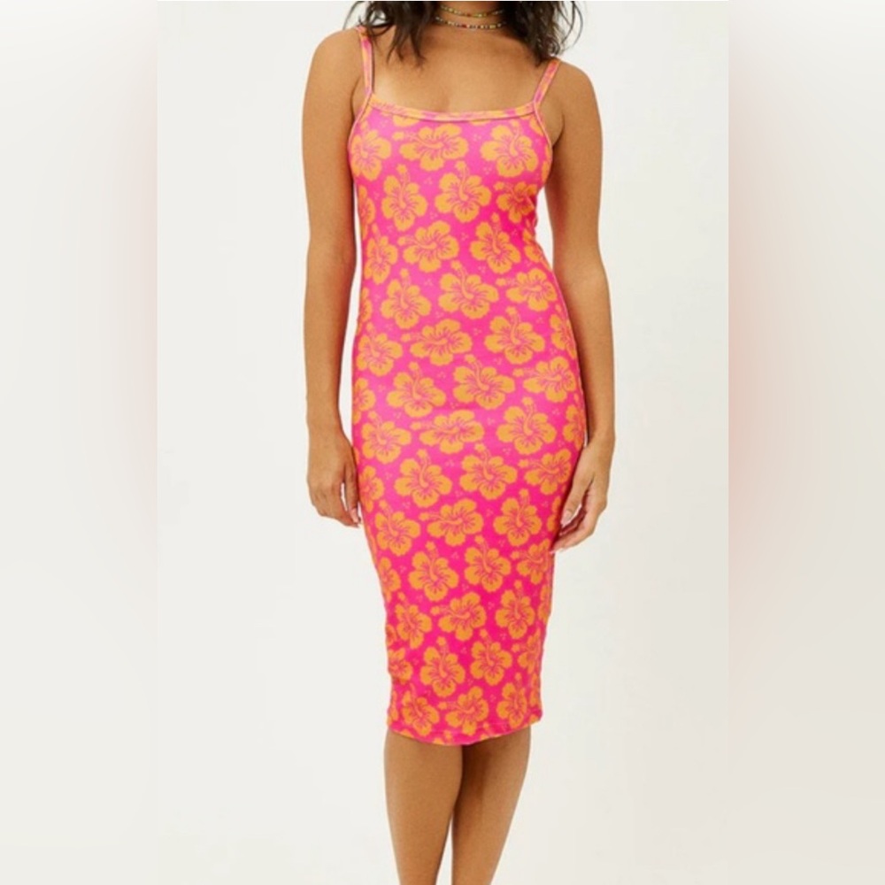 Frankie’s Bikinis Quinn Terry Floral Dress Size XL Hibiscus Vibrant Bodycon NWT